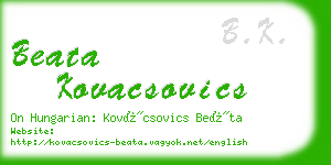 beata kovacsovics business card